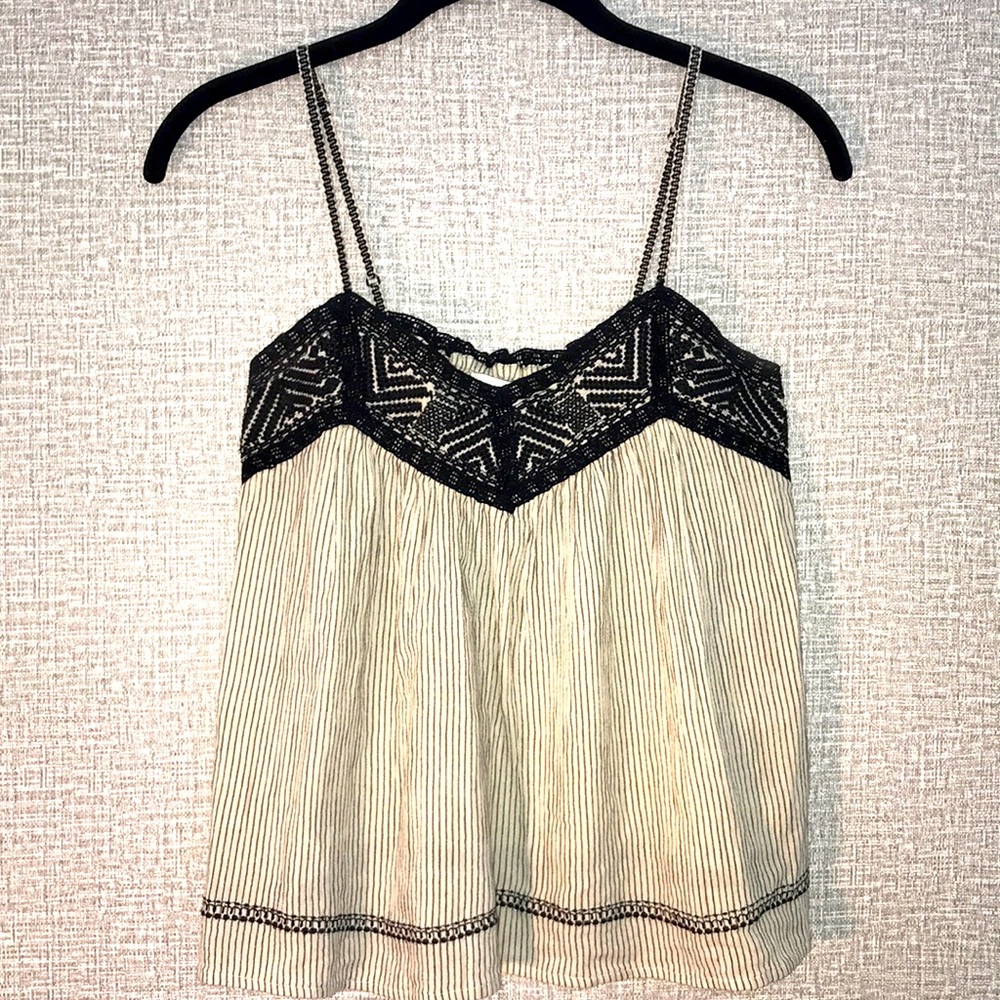 AE Tan & Black Flowy Spaghetti Strap Tank Top szXS